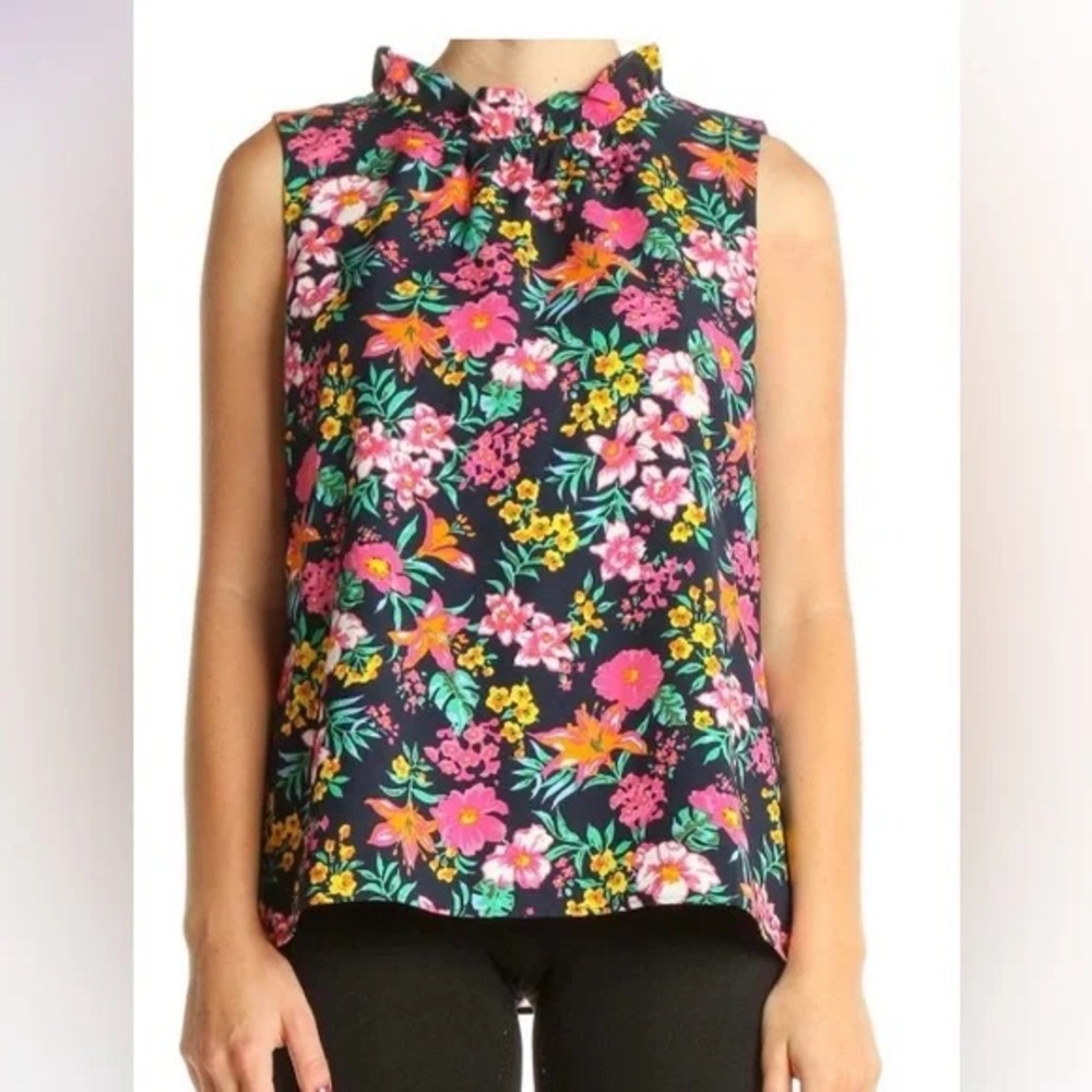 J. Crew Floral Print Sleeveless Blouse Size Medium Petite | NWOT
